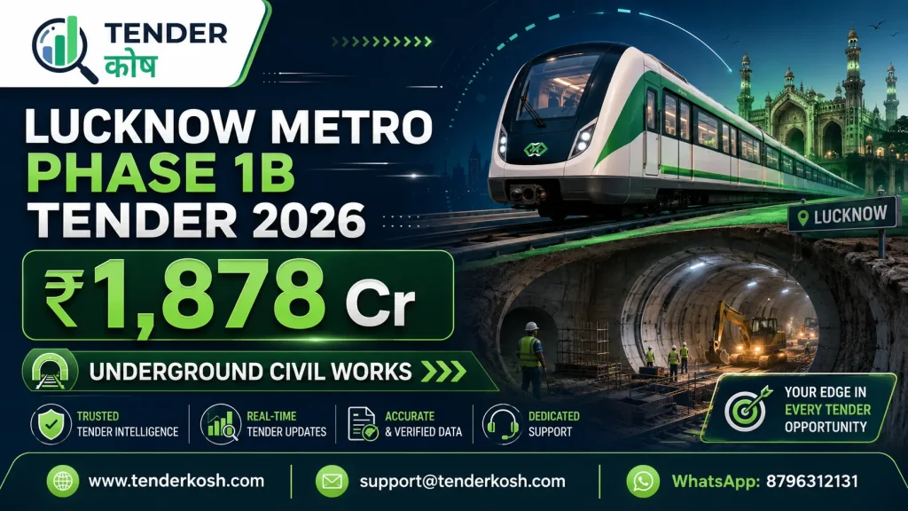Lucknow Metro Phase 1B Tender 2026: ₹1,878 Cr Underground Civil Works
