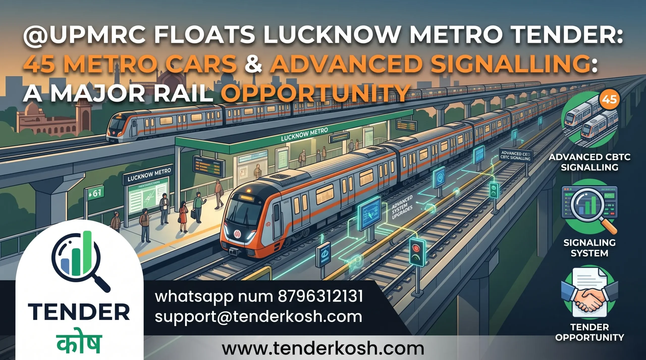Lucknow Metro tender — UPMRC Phase-1B procurement of 45 standard-gauge metro cars and advanced signalling
